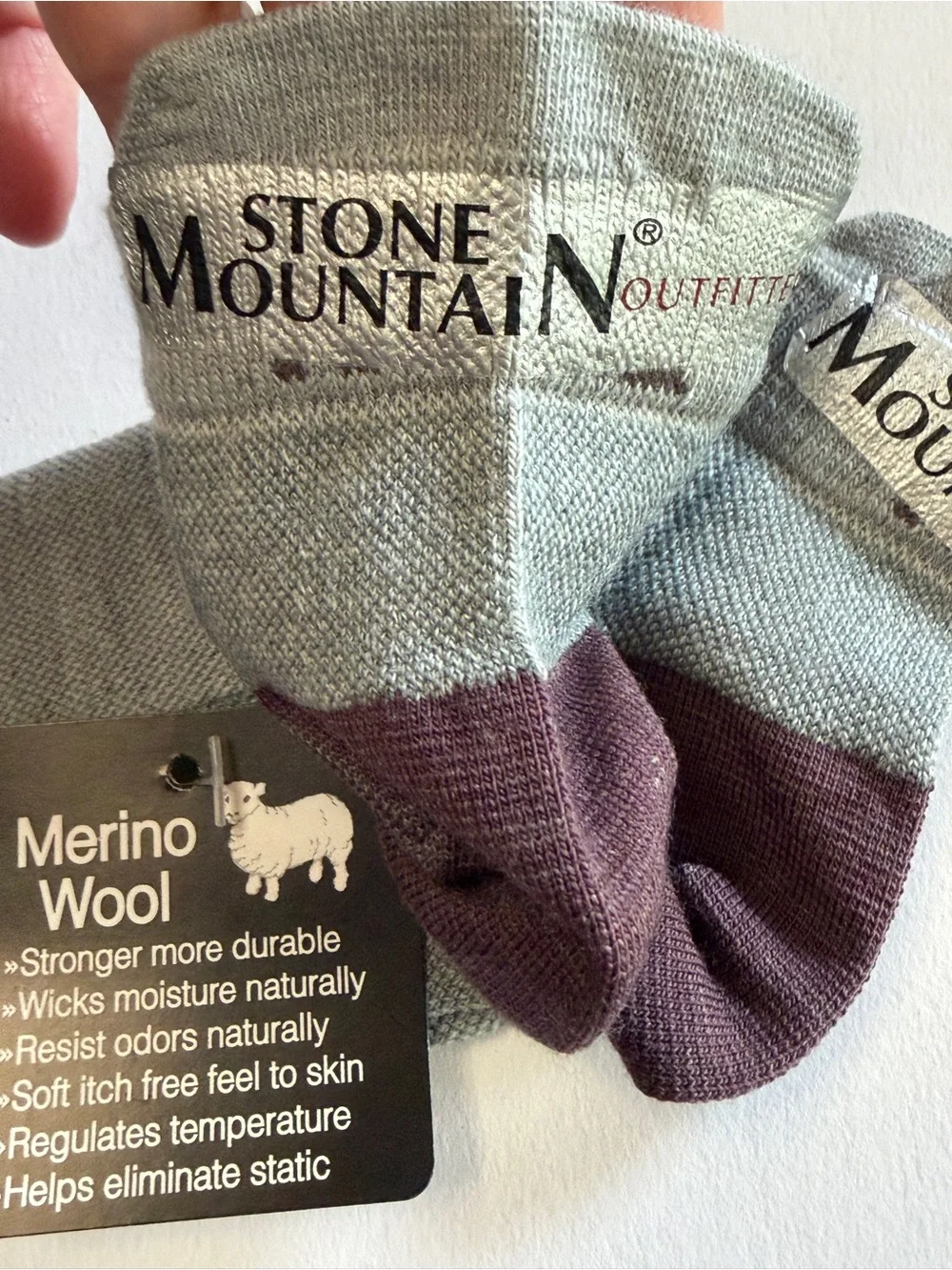 Merino Wool Socks 2 Pair Lg IRREGULAR NWT Made USA, Men LG
